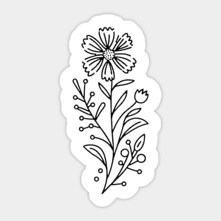 Floral Lines (Black) Sticker